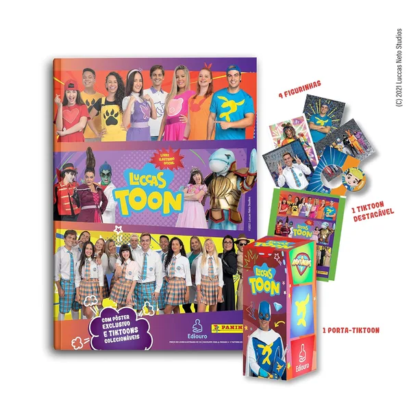 Livro Ilustrado oficial Luccas Toon - Capa Dura + 5 envelopes de cromos